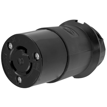 Hubbell Wiring Device-Kellems Locking Connector, L6-20R, 20 A, 250V AC, Single Phase, 2 Pole, Screw Terminals, Black HBL2323EBK